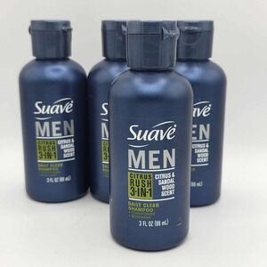 Suave 3-in-1 Citrus Rush Shampoo Conditioner Body Wash Travel Size 3 fl oz (4Pk)